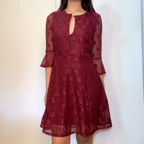 Forever21 Laced Maroon Dressed - Picture 1 of 6